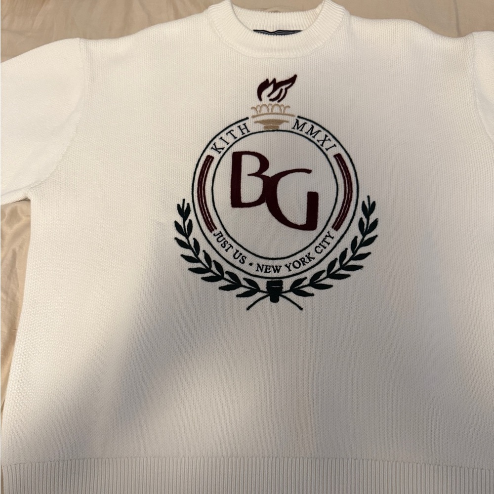 Kith White Crewneck Sweater with Classic Logo